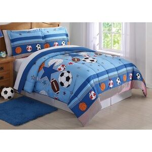 New My World Sports and Stars Comforter Set Twin 2 Piece Set Multicolor